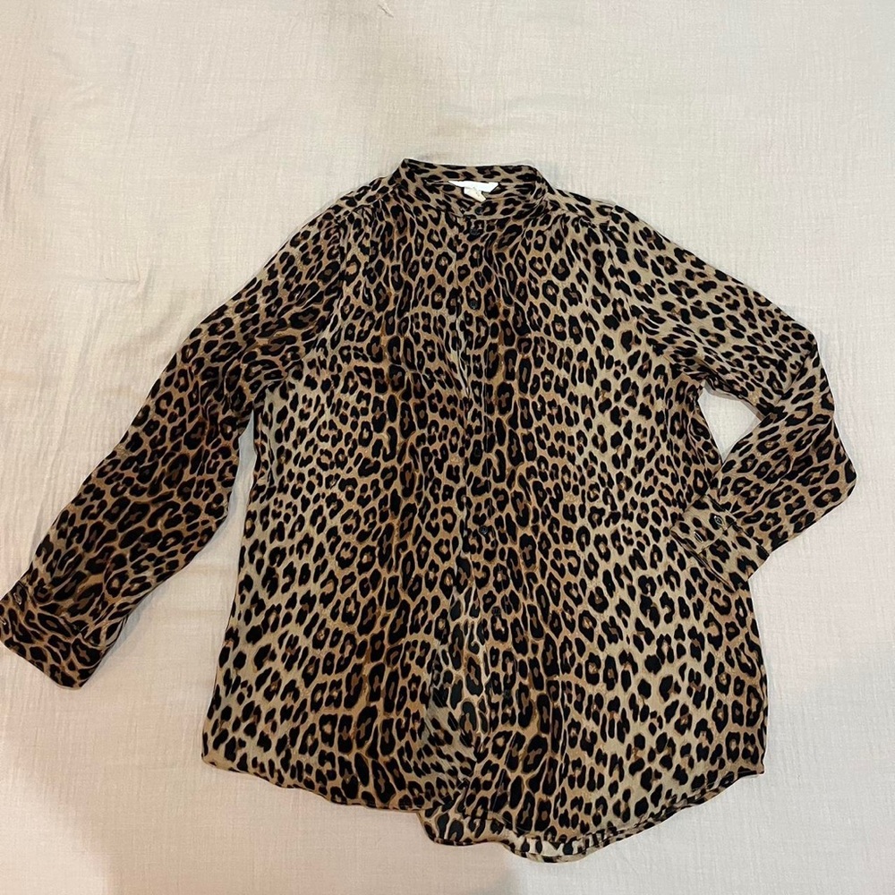 H&M Leopard Print Blouse in Brown and Black